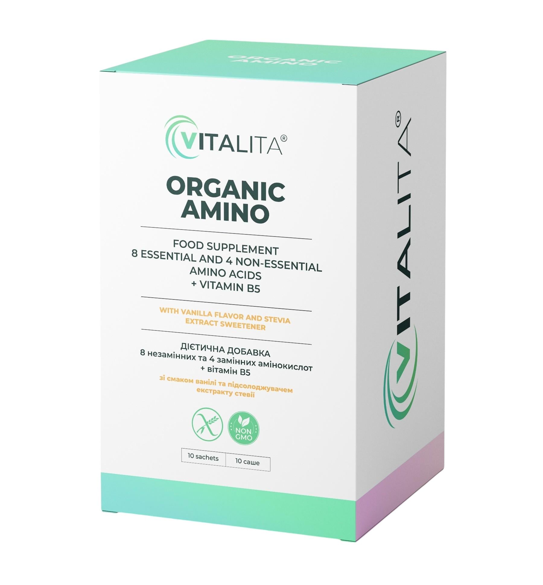 Добавка диетическая VITALITA Organic Amino на основе органических аминокислот 10 саше по 8 г (4820260990028)