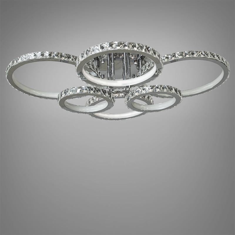 Стельова люстра LED з диммером та підсвічуванням DS-18013/6HR LED 3color dimmer 250W Хром