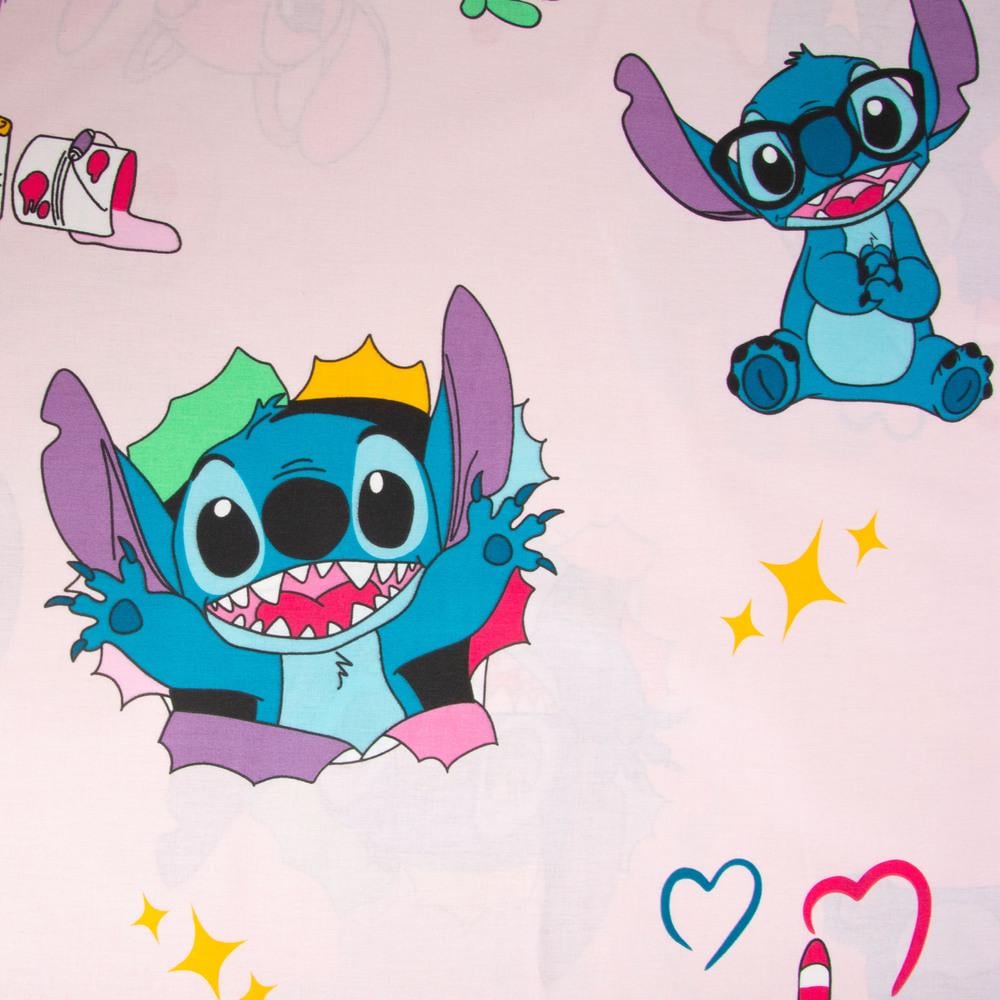 Ткань бязь ранфорс для постельного белья Стич 130 гр/м2 240 см Розовый (25102069/1)