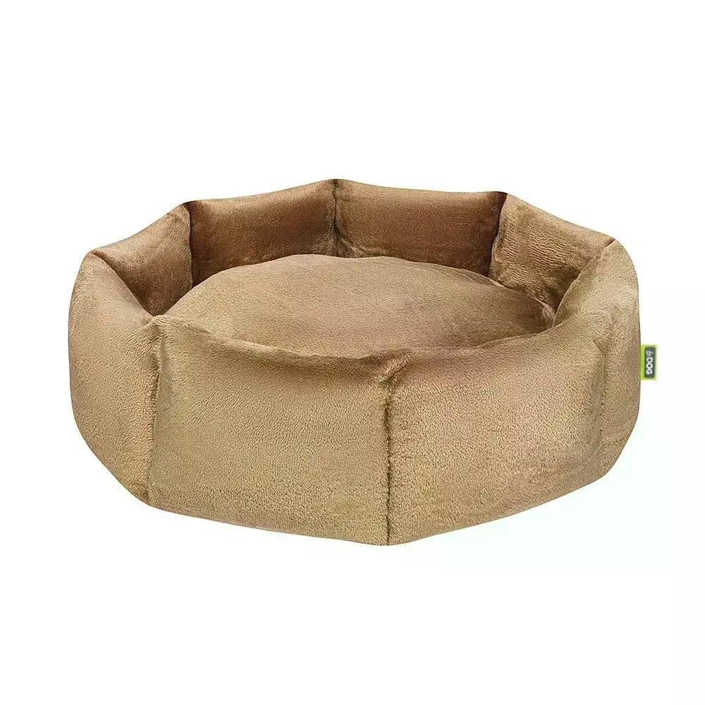 Лежанка плюшевая круглая для собак и кошек мягкое теплое место для сна 42х12 см Карамель