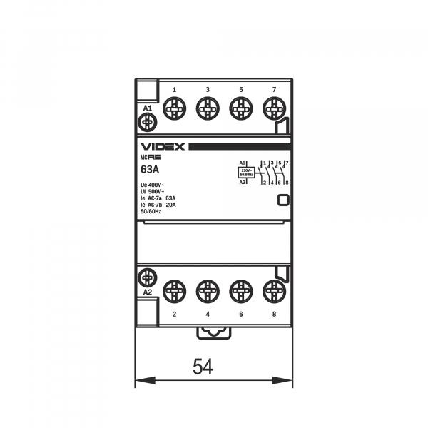 Контактор модульний Videx 4п 63 А 4НВ (VF-RS-MC4O-63) - фото 5 Контактор модульний Videx 4п 63 А 4НВ (VF-RS-MC4O-63) - фото 5
