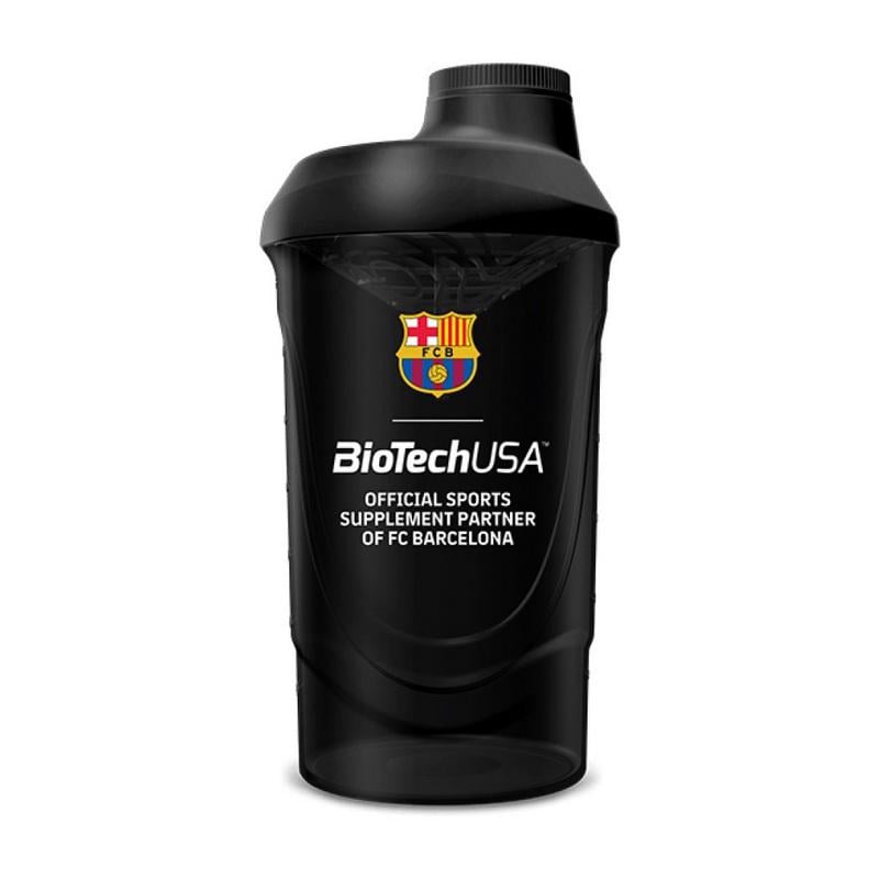 Шейкер для протеина и спортивного питания с сеткой BioTech Shaker Wave Barcelona 600 мл Черный