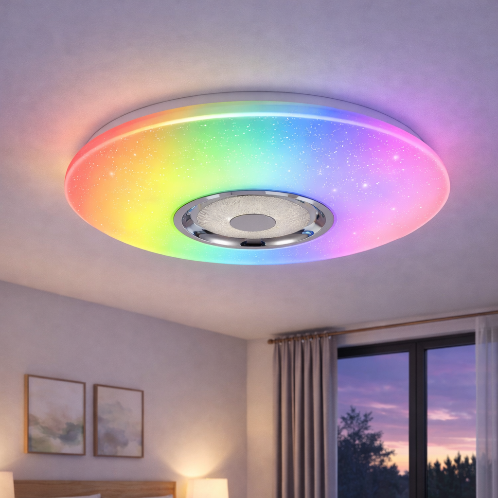 Светодиодный смарт-светильник Valeso 65W со встроенной колонкой 3000-6500K и RGB акриловый с пультом Белый (LY567-500 WH) Светодиодный смарт-светильник Valeso 65W со встроенной колонкой 3000-6500K и RGB акриловый с пультом Белый (LY567-500 WH)