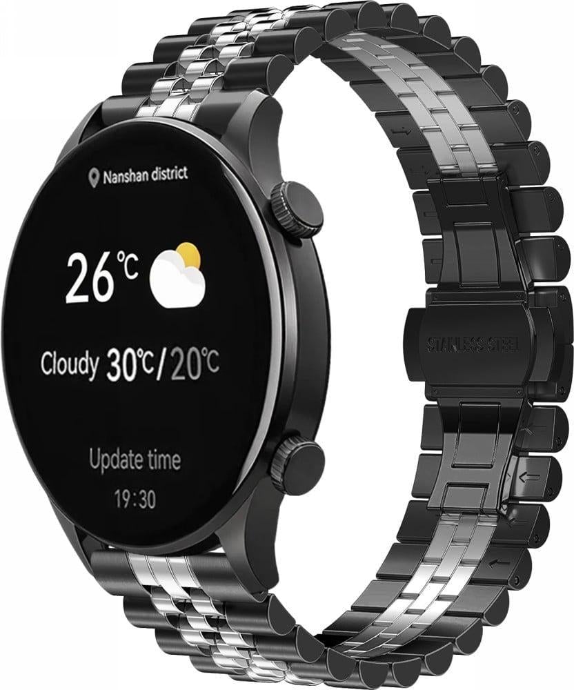 Браслет металлический Stech Line для Haylou Solar Plus RT3 LS16 Black Silver (40712-03)
