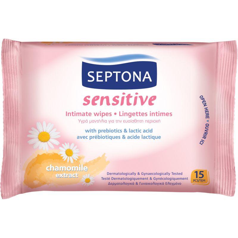 Вологі серветки Septona Sensitive для інтимної гігієни 15 шт. (5201410150018)