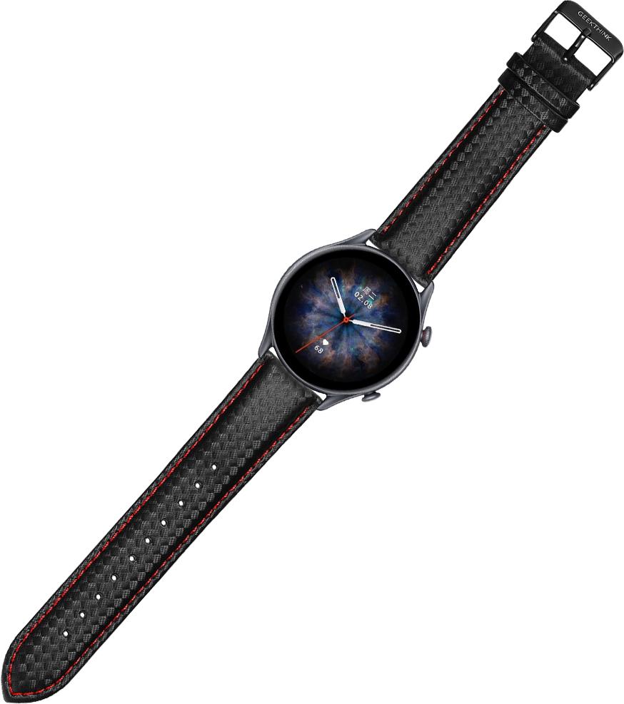 Ремешок кожаный Carbon для Amazfit GTR 3 Black/Red (23743-44)
