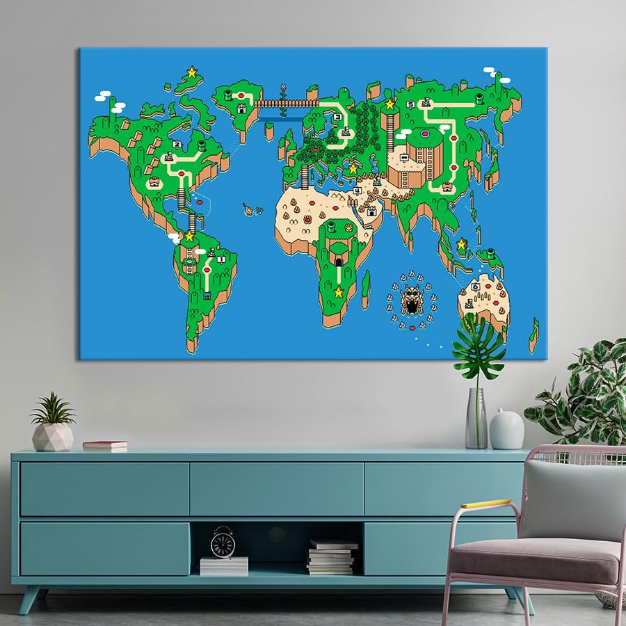 Картина карта Карта Мир Супер Марио 51x34 см (A1340-1) Картина карта Карта Мир Супер Марио 51x34 см (A1340-1)