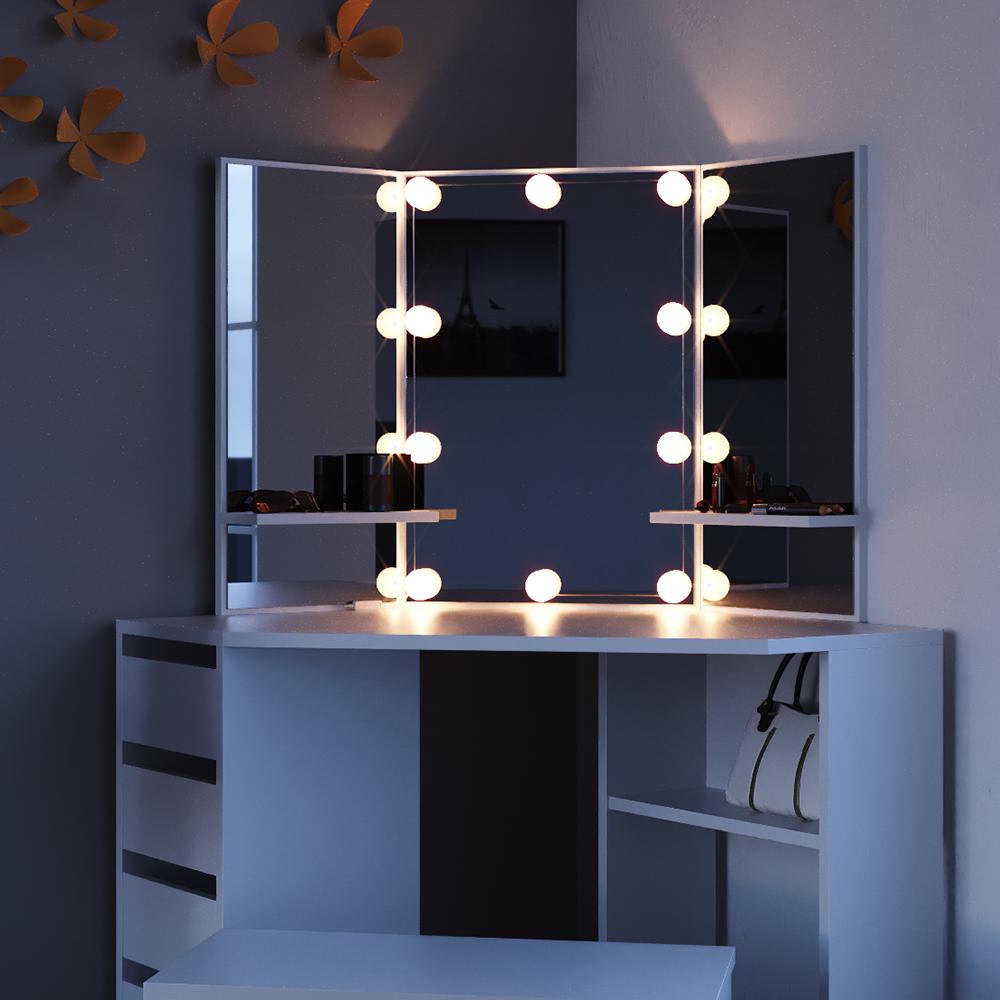 Кутовий трельяж Vicco Arielle з підсвічуванням і лавкою 110x142 Білий - фото 5 Кутовий трельяж Vicco Arielle з підсвічуванням і лавкою 110x142 Білий - фото 5