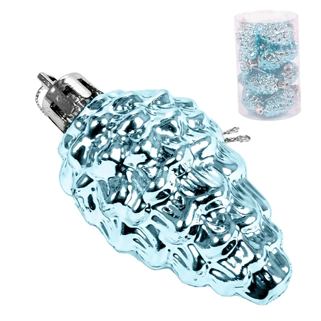 Набор новогодних подвесок Шишка 6,5 см 12 шт. Синий (43214)