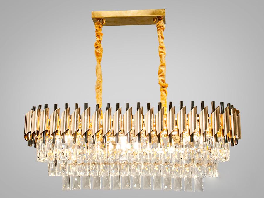 Люстра хрустальная овальная Light (201202/800x300SGD+BK)