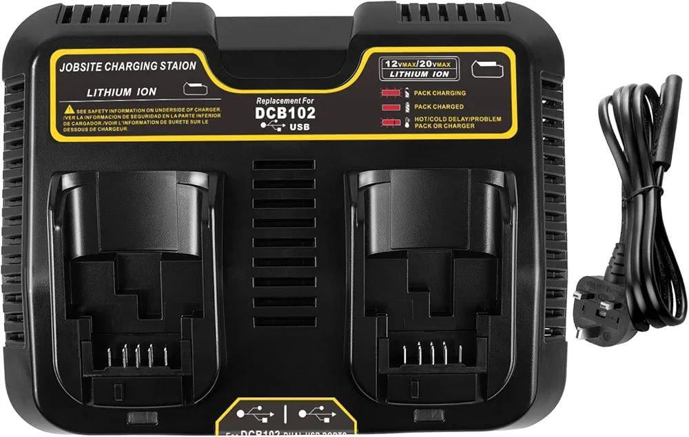 Зарядний пристрій ARyee Dual Port 3,0A для акумуляторів DeWalt 12V–20V (32156139)