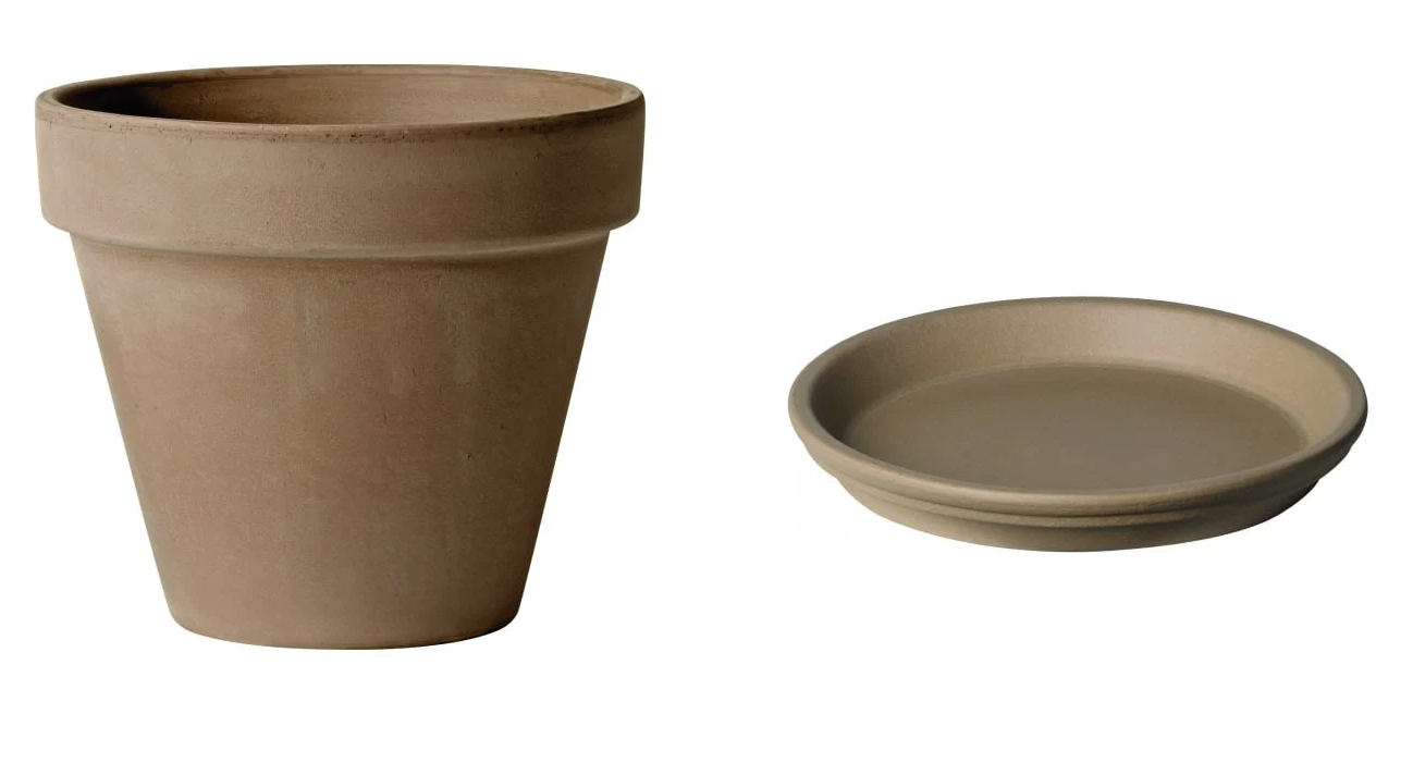 Горщик з піддоном DEROMA гладкий 11х13 см 0,8 л Мокко (000006325) - фото 1