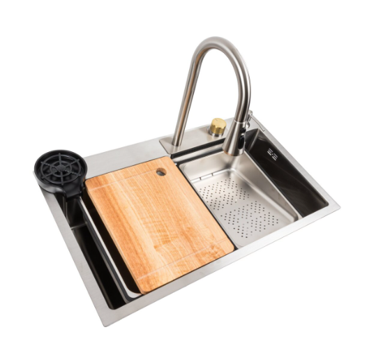 Мийка для кухні Platinum Handmade Водоспад PVD 75x45 см B сатин (29320106)