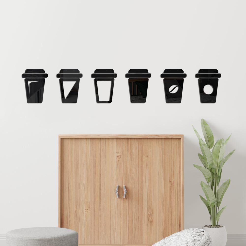Наклейка зеркальная на стену Cups акриловая для интерьера 6 шт. (010074)