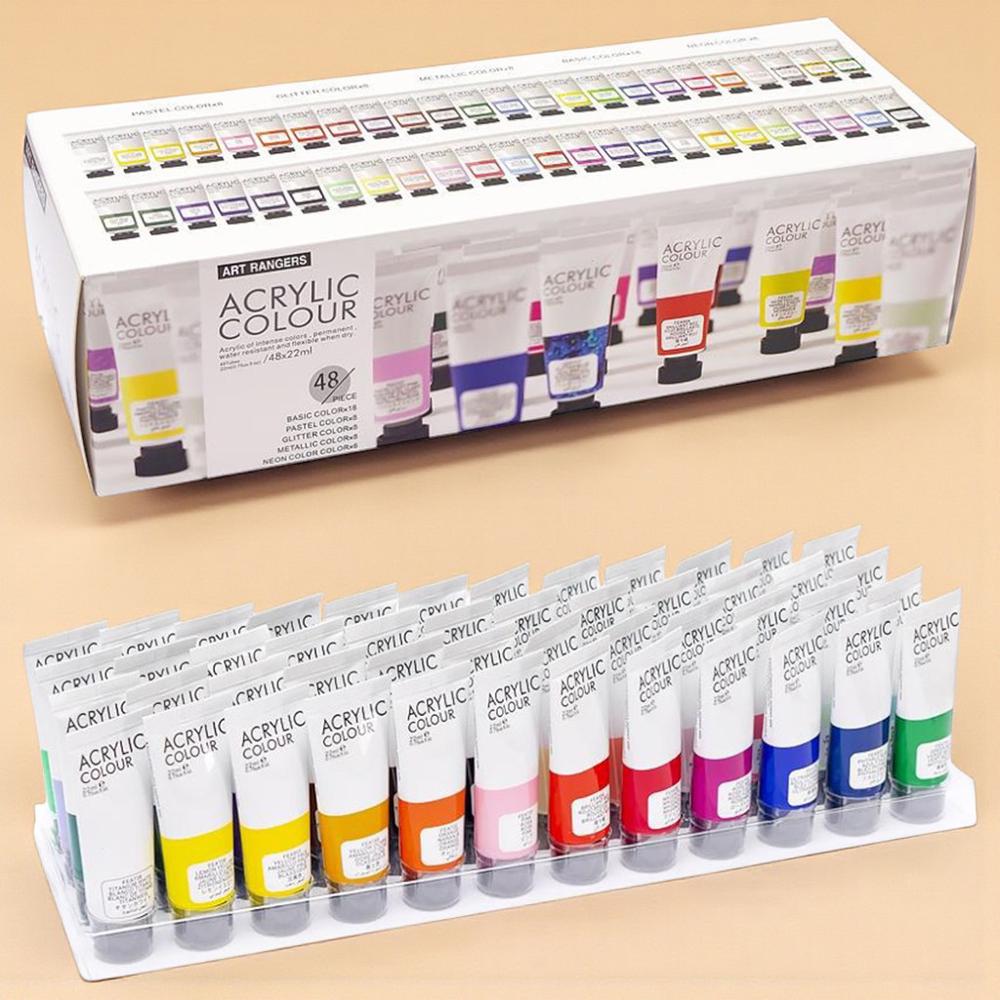 Акриловые краски художественные неон/металлик/глиттер 22 мл 48 цветов (37-112016)