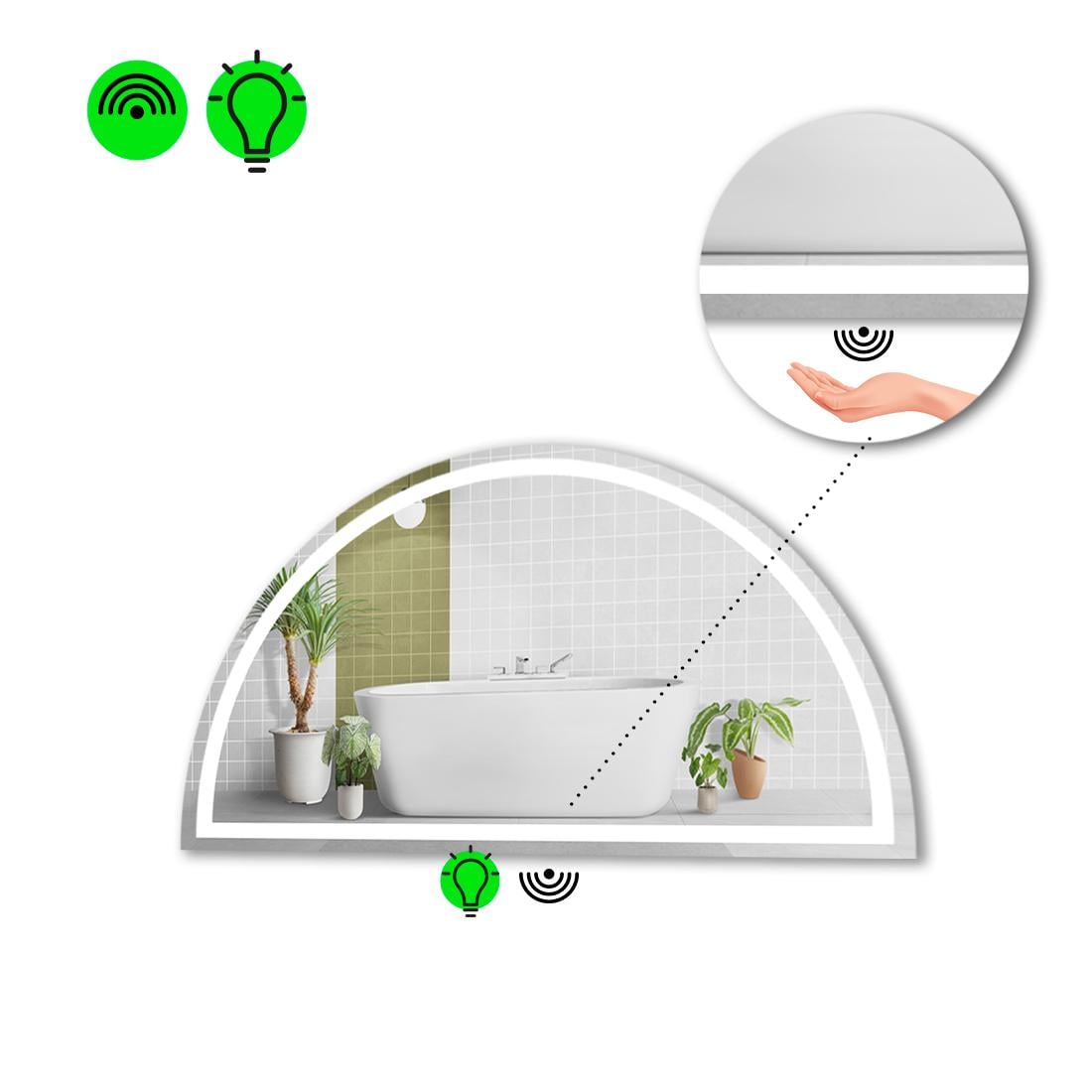 Зеркало с LED подсветкой Cerhio 1 с ИК включателем 90x45 см (8737124)
