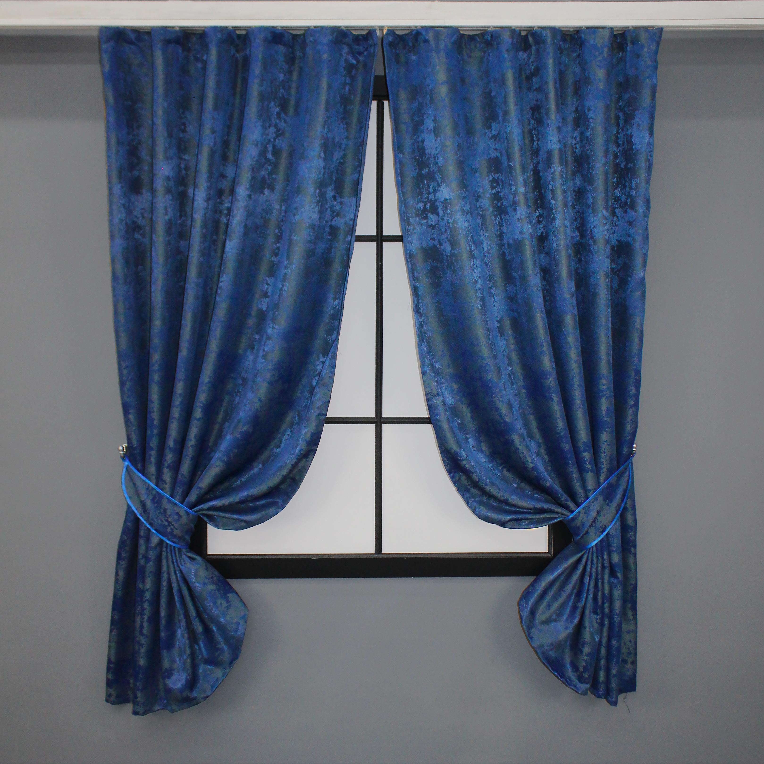 Комплект коротких штор VR-Textil Жаккард Sultan XO № 1149ш 130х170 см 2 шт. Синий (35-0114)