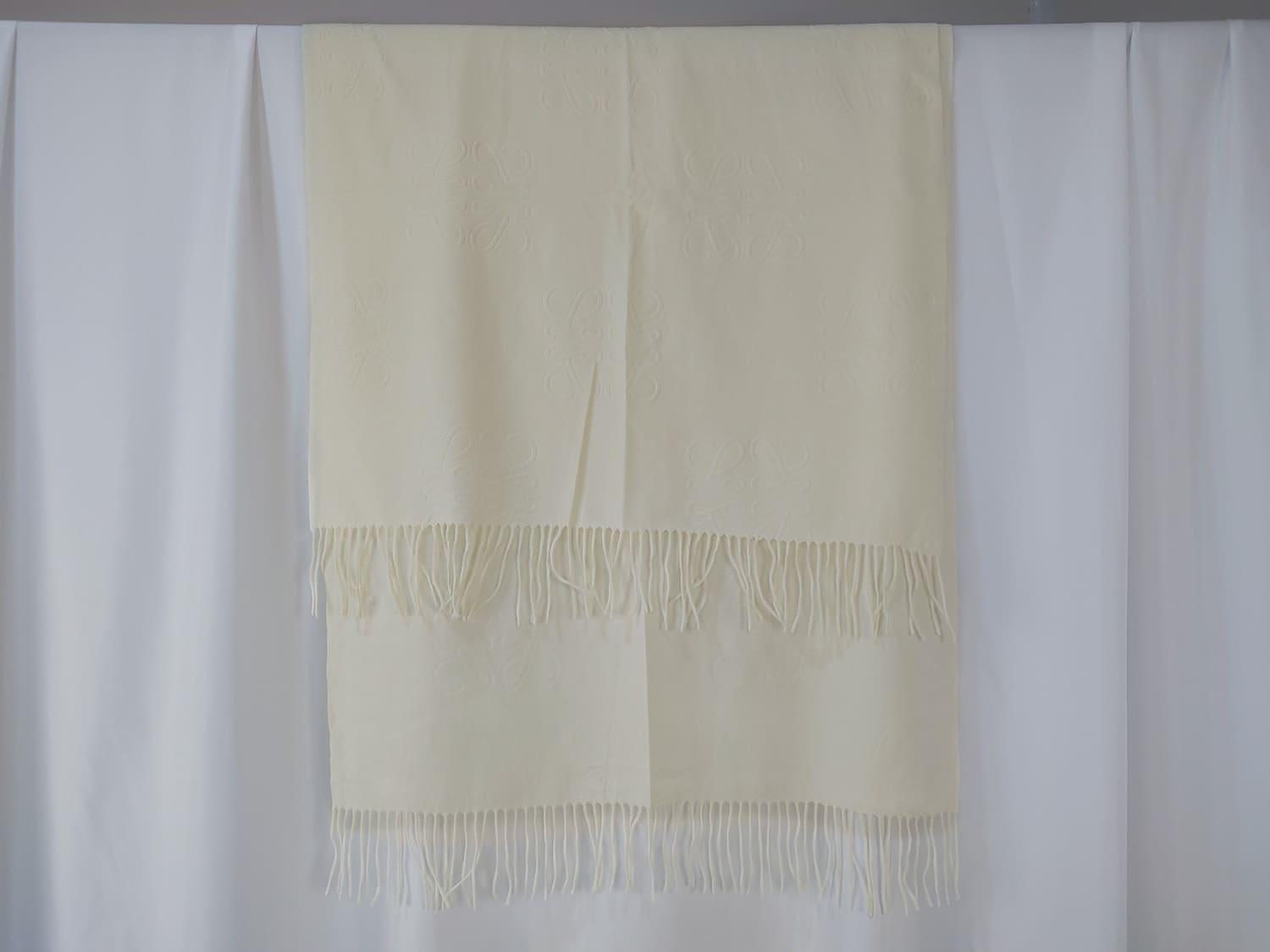 Шарф теплый кашемировый с бахромой 180х70 см Белый (ШарфКаш90)