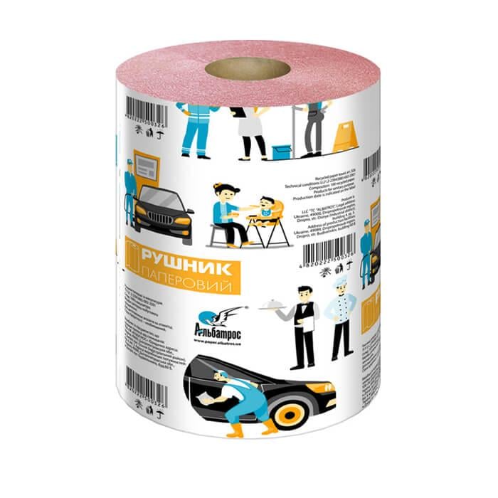 Рушники паперові Альбатрос з тисненням одношарові 145 мм 18 шт. (3605)