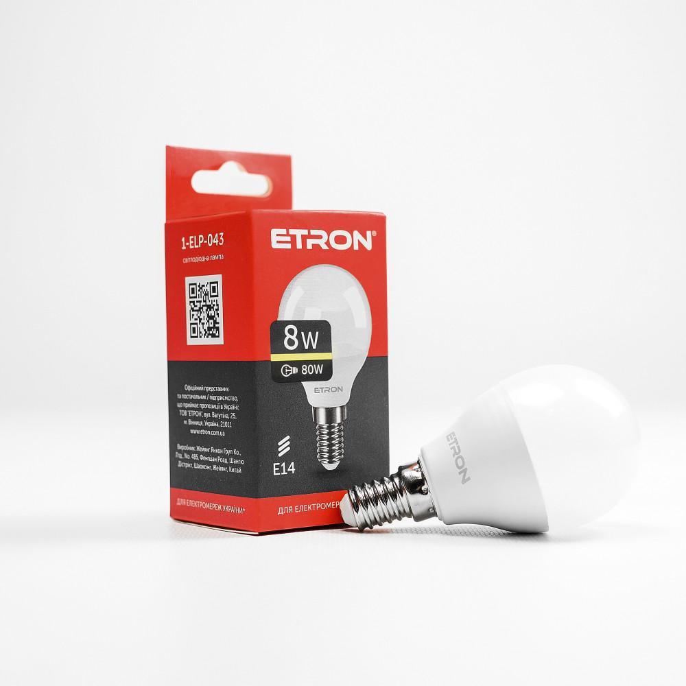 Світлодіодна лампа ETRON 8W G45 3000K 220V E14 Теплий білий (1-ELP-043) Світлодіодна лампа ETRON 8W G45 3000K 220V E14 Теплий білий (1-ELP-043)