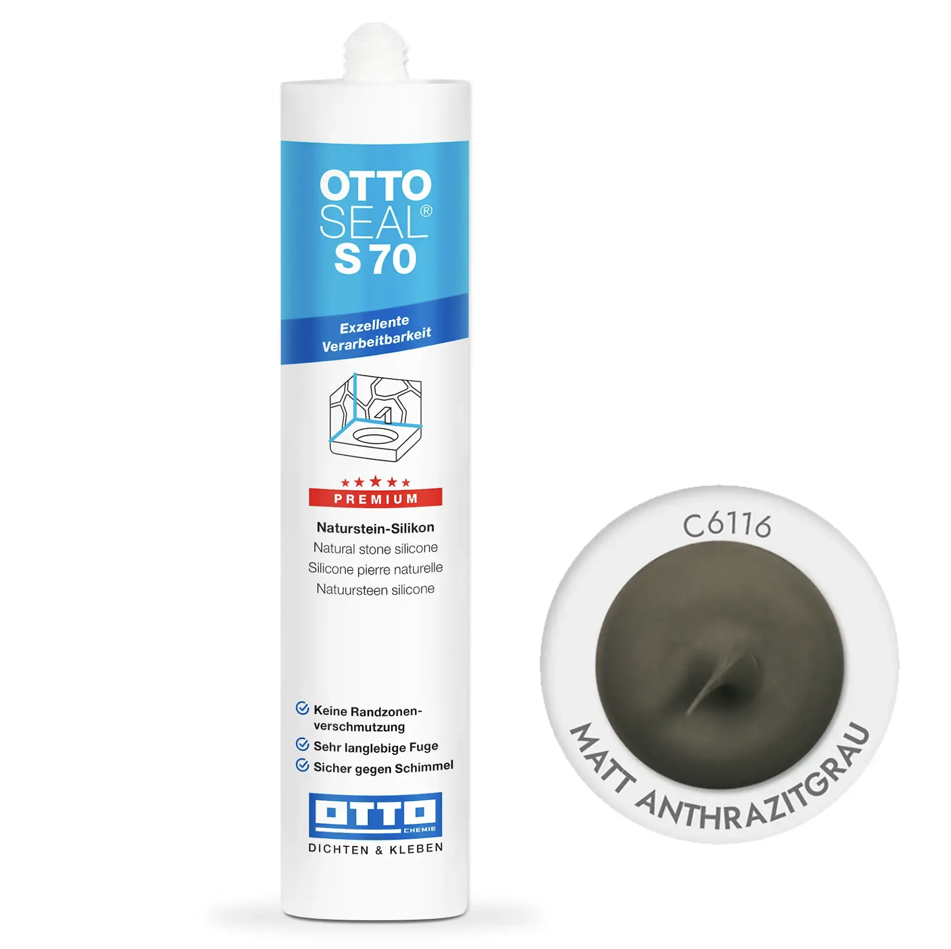 Герметик силіконовий OTTOSEAL S70 C6116 Сірий матовий антрацитовий (8NTRGAP0201)