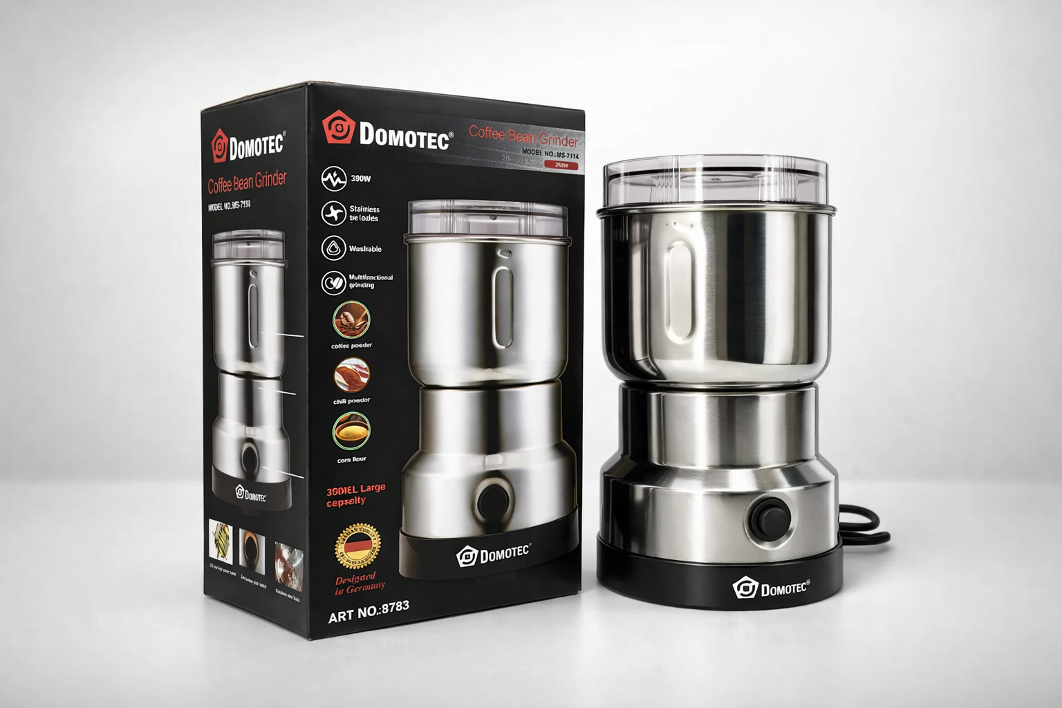 Кавомолка електрична DOMOTEC MS-7114 нержавіюча сталь 200 Вт (32789411)