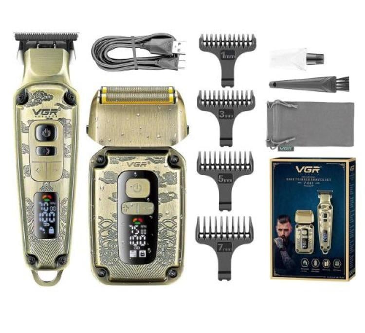 Машинка для стрижки та бритва шейвер VGR V-641/дорожня сумка 4 насадки