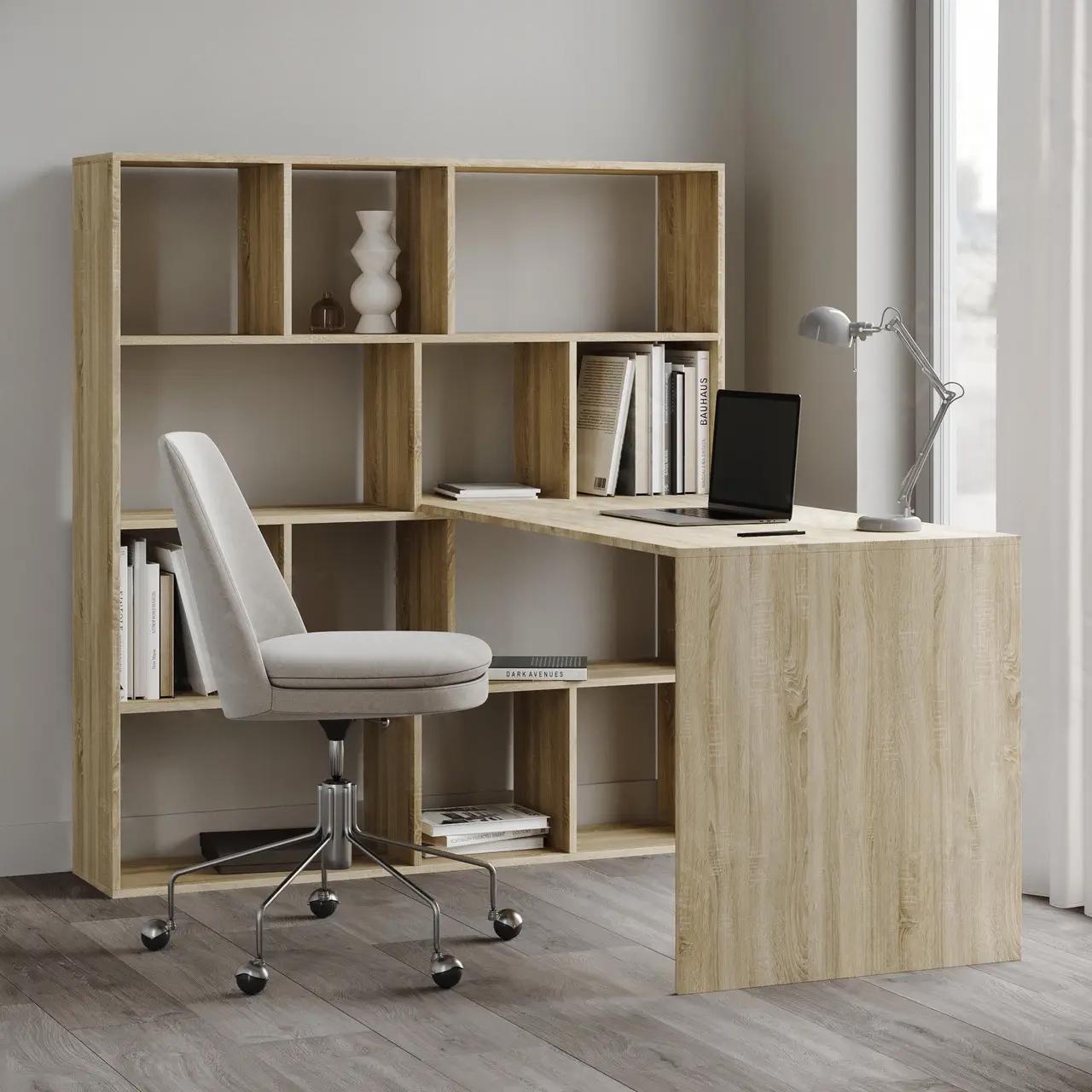 Письменный стол со стеллажем Id0083 ДСП 1450x664x743 мм Дуб Сонома