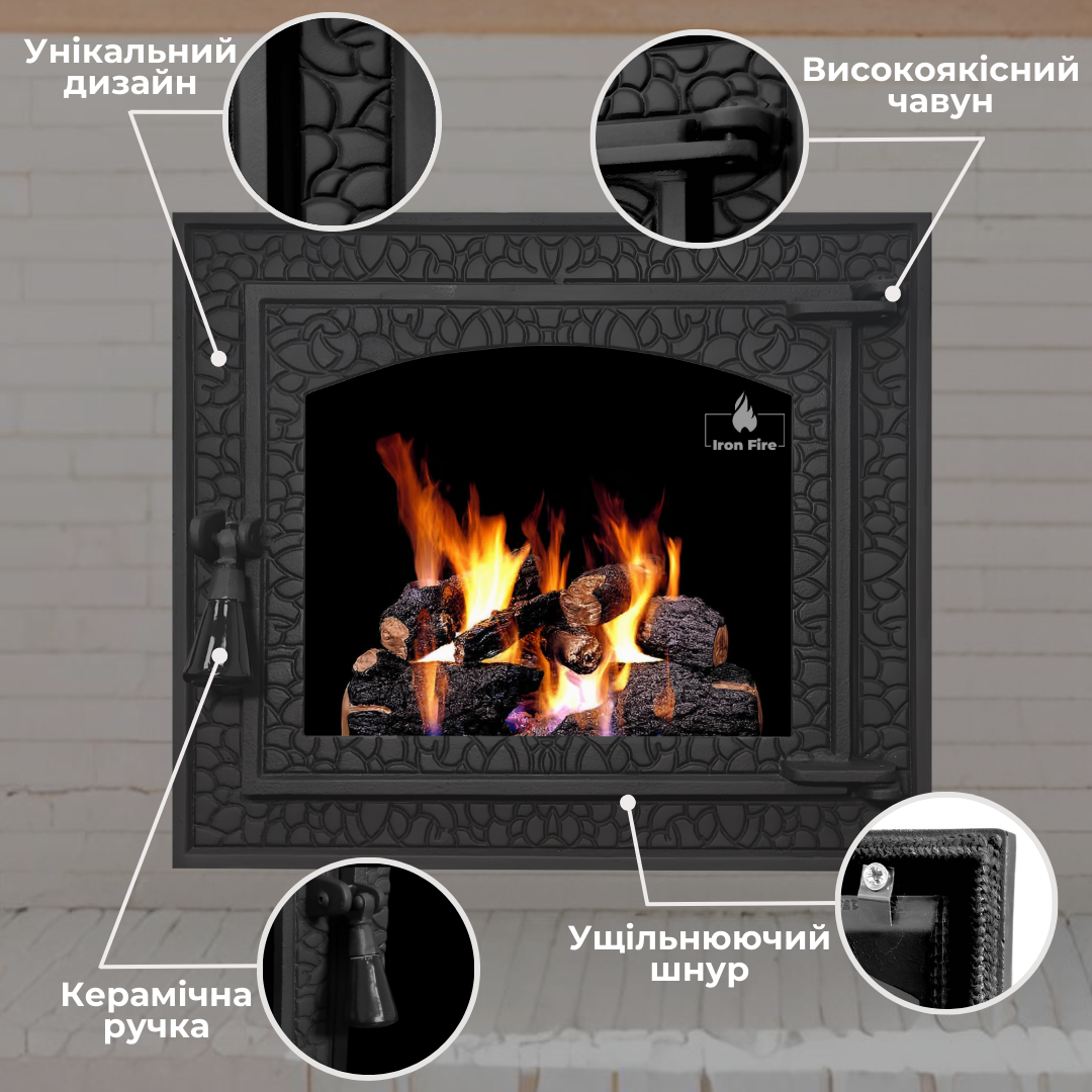 Дверь для камина Iron Fire BASTION L стеклянная чугунная 460х400 мм (1247) - фото 10