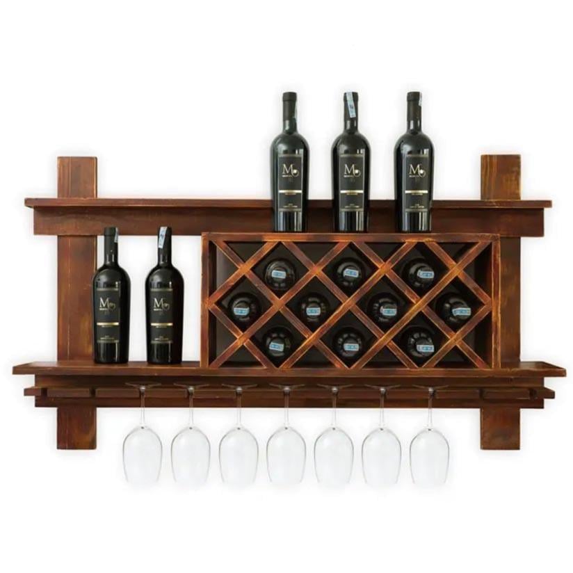 Полка для вина настенная из дерева Иликава Терракот (ПНК-020732)