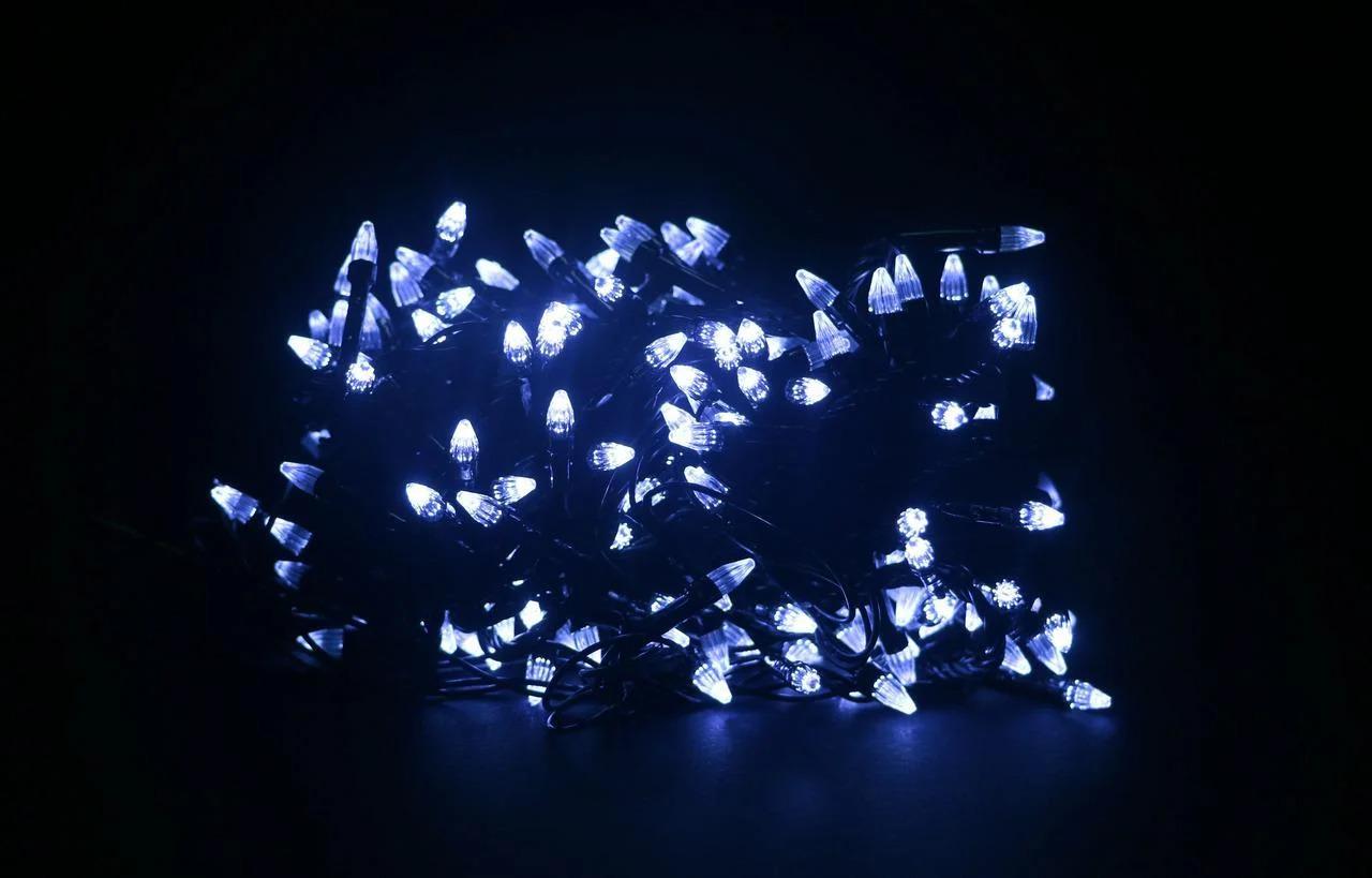 Гирлянда цепь светодиодная 5 м 100 LED конусные лампочки Холодный Белый