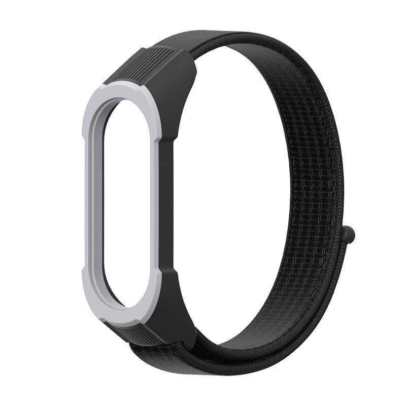 Ремешок для смарт-браслетов с рамкой MiJobs Nylon Loop Plus для Xiaomi Mi Band 4/3 Черный-Черный/Серый (1435P)