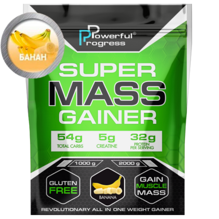 Гейнер високобілковий для набору маси Powerful Progress Mass Gainer Банан 2 кг (7433)