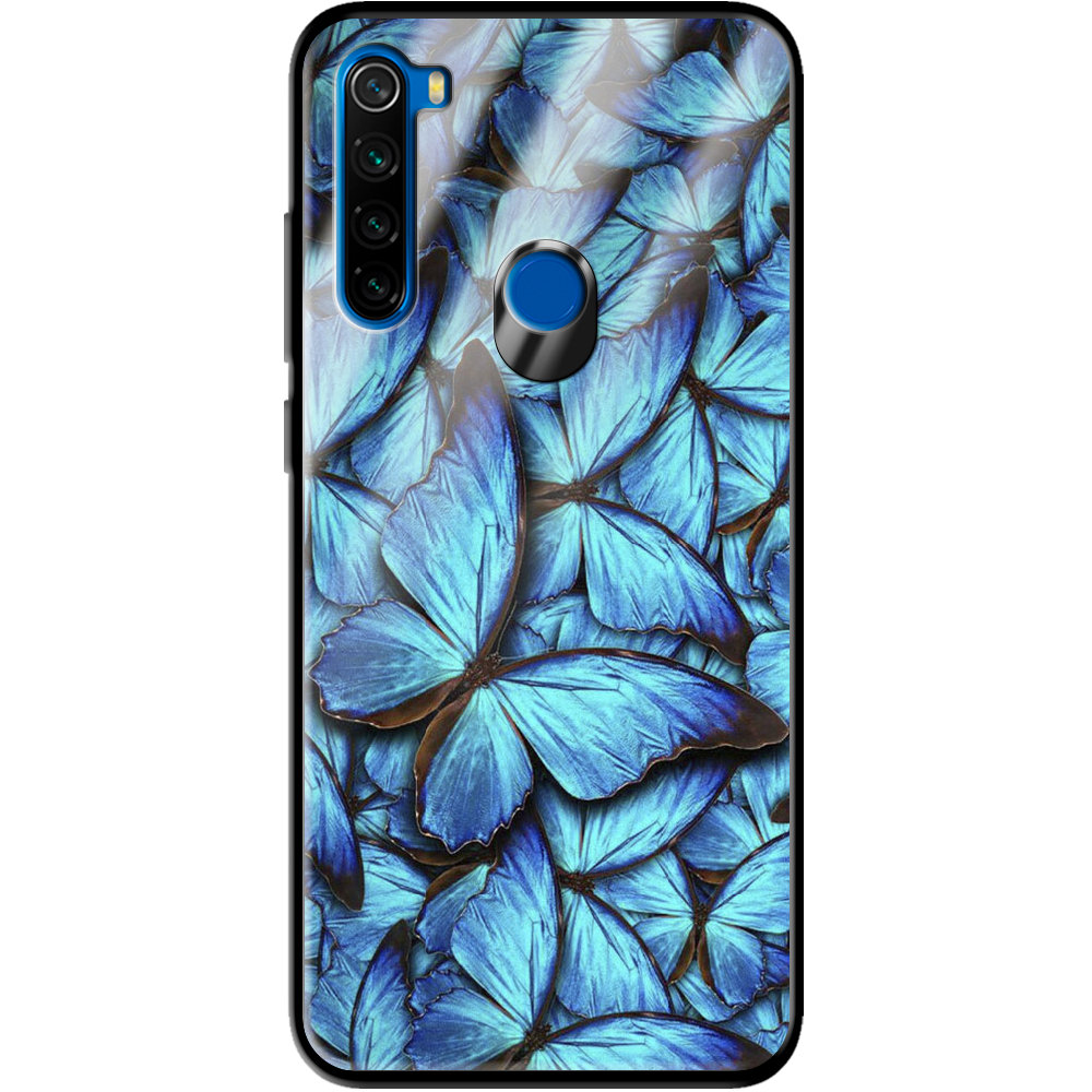 Чохол Boxface Xiaomi Redmi Note 8T Лазурні Метелики Чорний силікон зі склом (38532-up1550-39410)