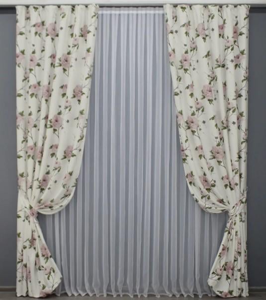 Комплект штор с цветочным принтом 1,5x2,7 м 2 шт. (1413ш) Комплект штор с цветочным принтом 1,5x2,7 м 2 шт. (1413ш)