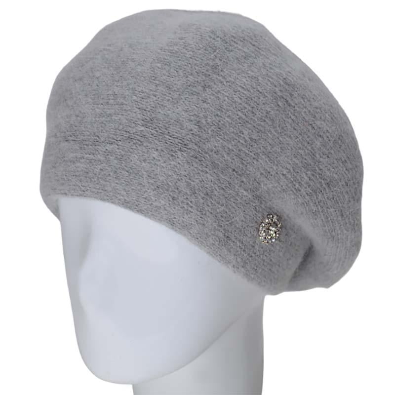 Берет женский ангоровый Novita Афина one size Серый меланжевый