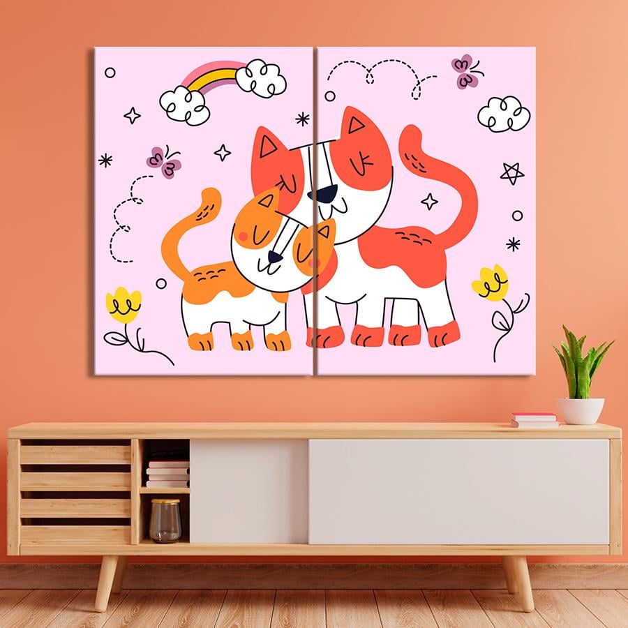 Картина в детскую комнату Мама-кошка с котенком 71x51 см (A1434-2)
