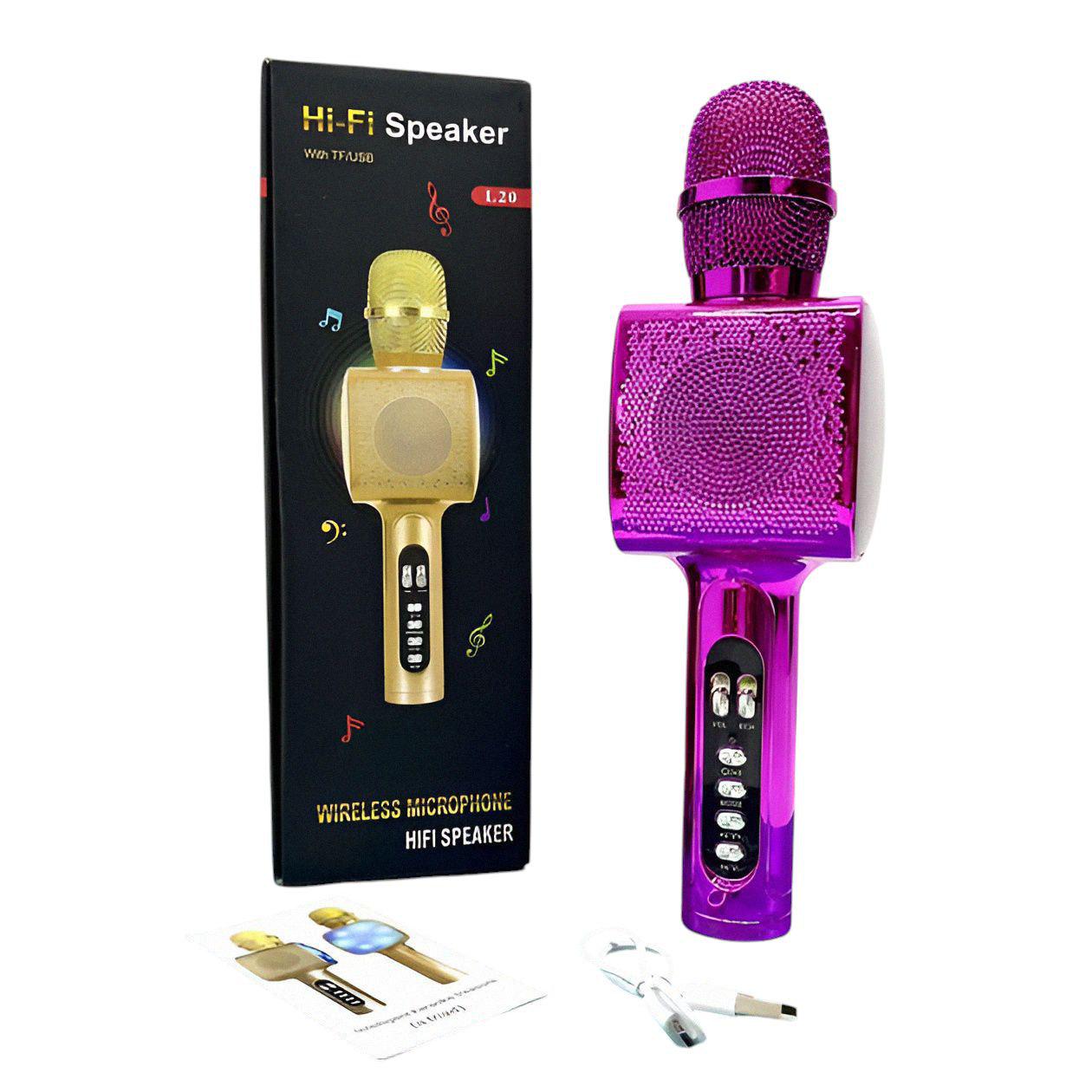 Караоке-микрофон беспроводной L20 с поддержкой Bluetooth/USB на аккумуляторе Фиолетовый (28784331) - фото 4