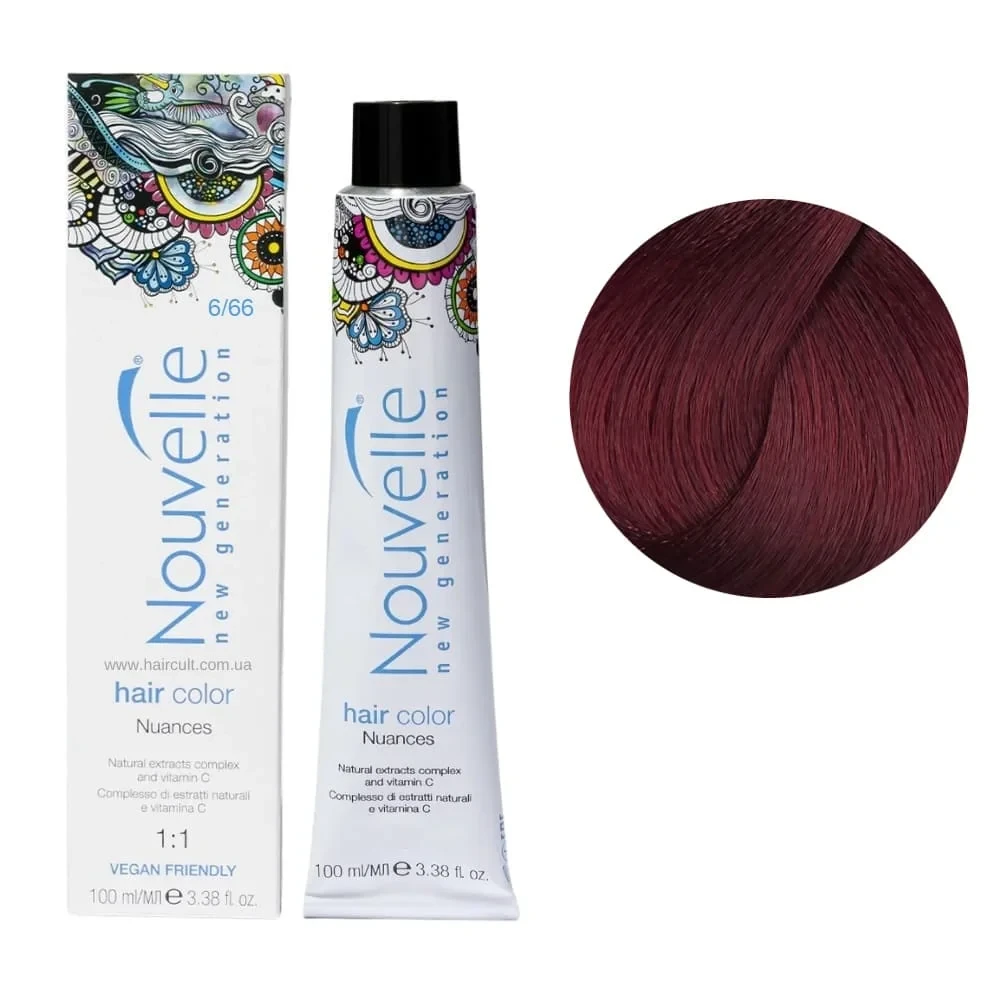 Краска для волос Nouvelle Hair Color 6/66 Насыщенный темно-красный русый 100 мл