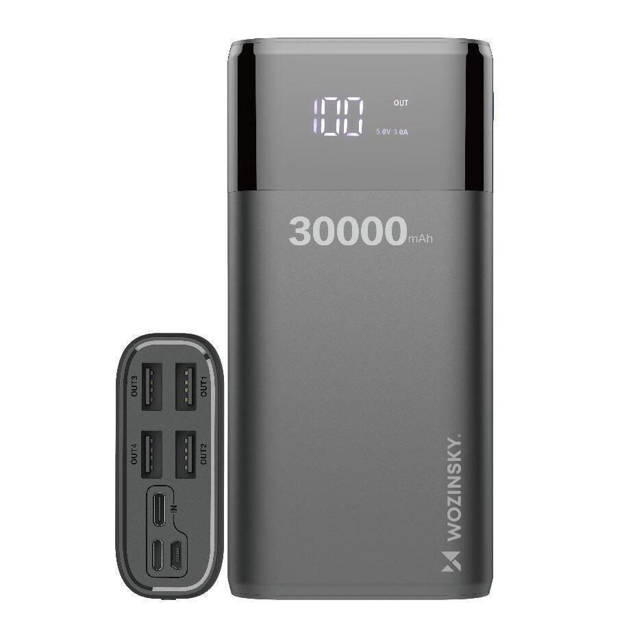 Зовнішній акумулятор Power Bank Wozinsky 30000mAh 4xUSB LCD 3A Сірий - фото 5