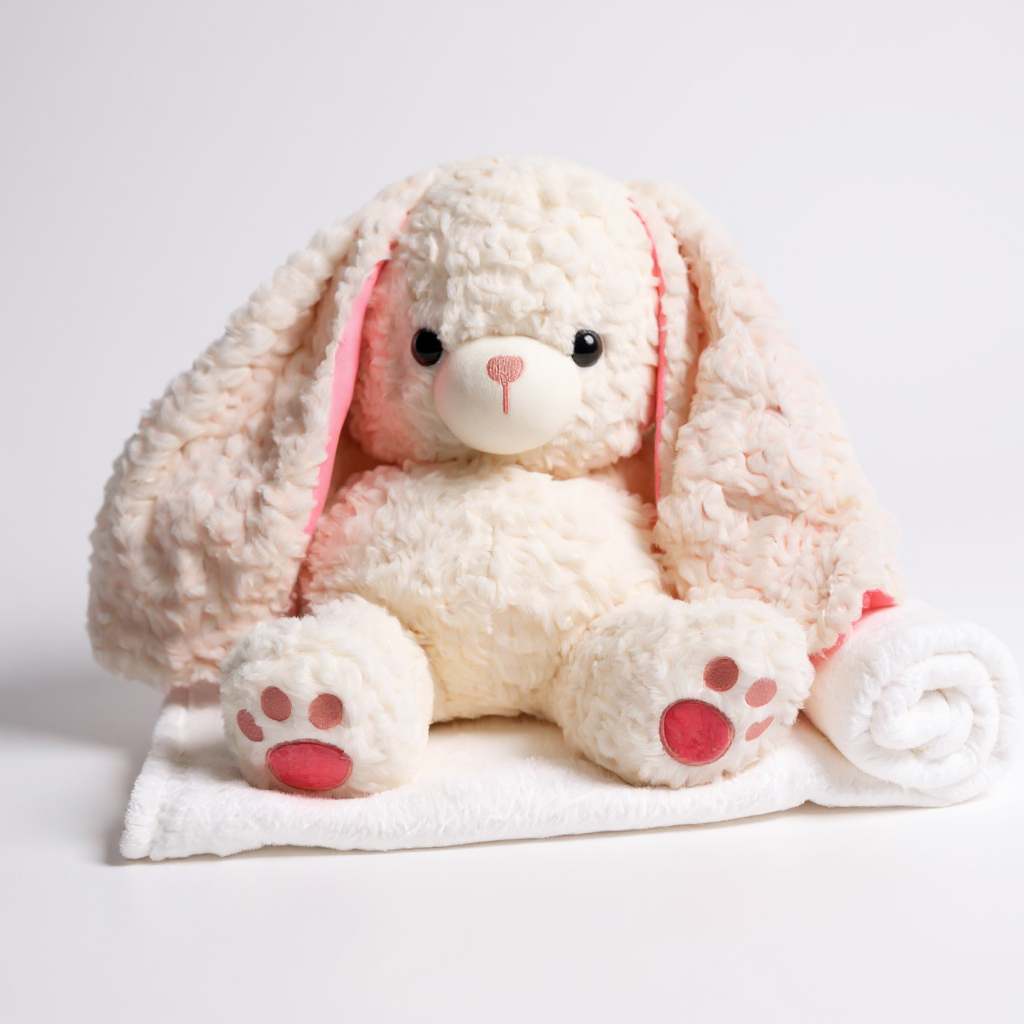 М'яка іграшка-плед подушка плюшева 3в1 Кролик 35х32х40 см Білий (509-9W)