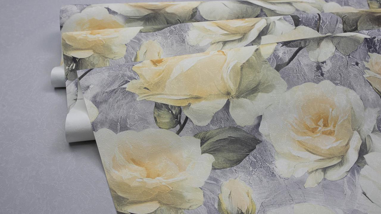 Обои флизелиновые Sintra Rose 251317 Декор винил горячего тиснения 1,06х10,05 м Серый