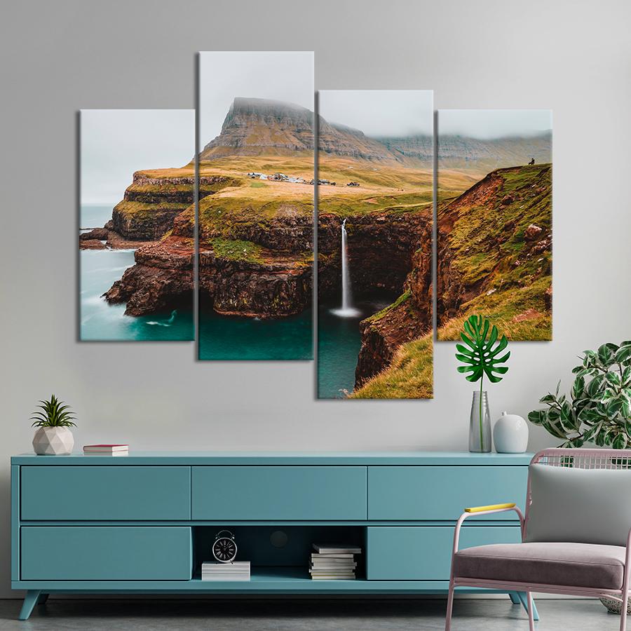 Картина природа Панорамный вид на водопад Мулафоссур 89x56 см (A1145-4)