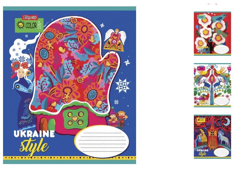 Зошити учнівські у клітинку 1 вересня Ukraine style 12 арк. 25 шт. в уп. (MTT-150086)