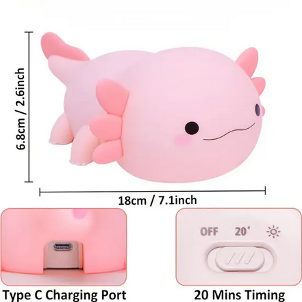 Нічник силіконовий акумуляторний аксолотль (DS-AX-01) - фото 3