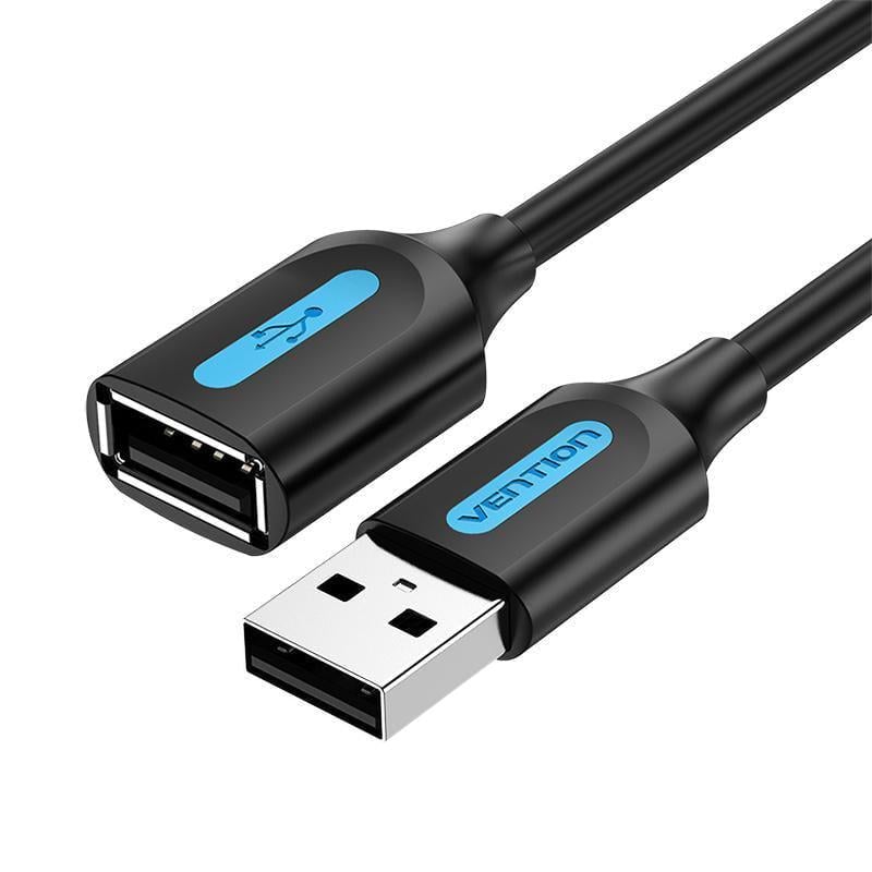 Кабель Vention USB 2.0 480 Мбіт/с USB-A папа на USB-A мама 1,5 м Чорний (CBIBG)