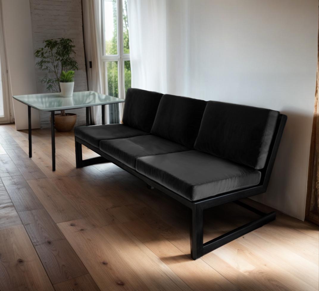 Диван металевий ТОБІ ШО Флекс/DV6 з 6 подушками для офісу дачі саду 750x1560x700 мм велюр Чорний (37) - фото 3