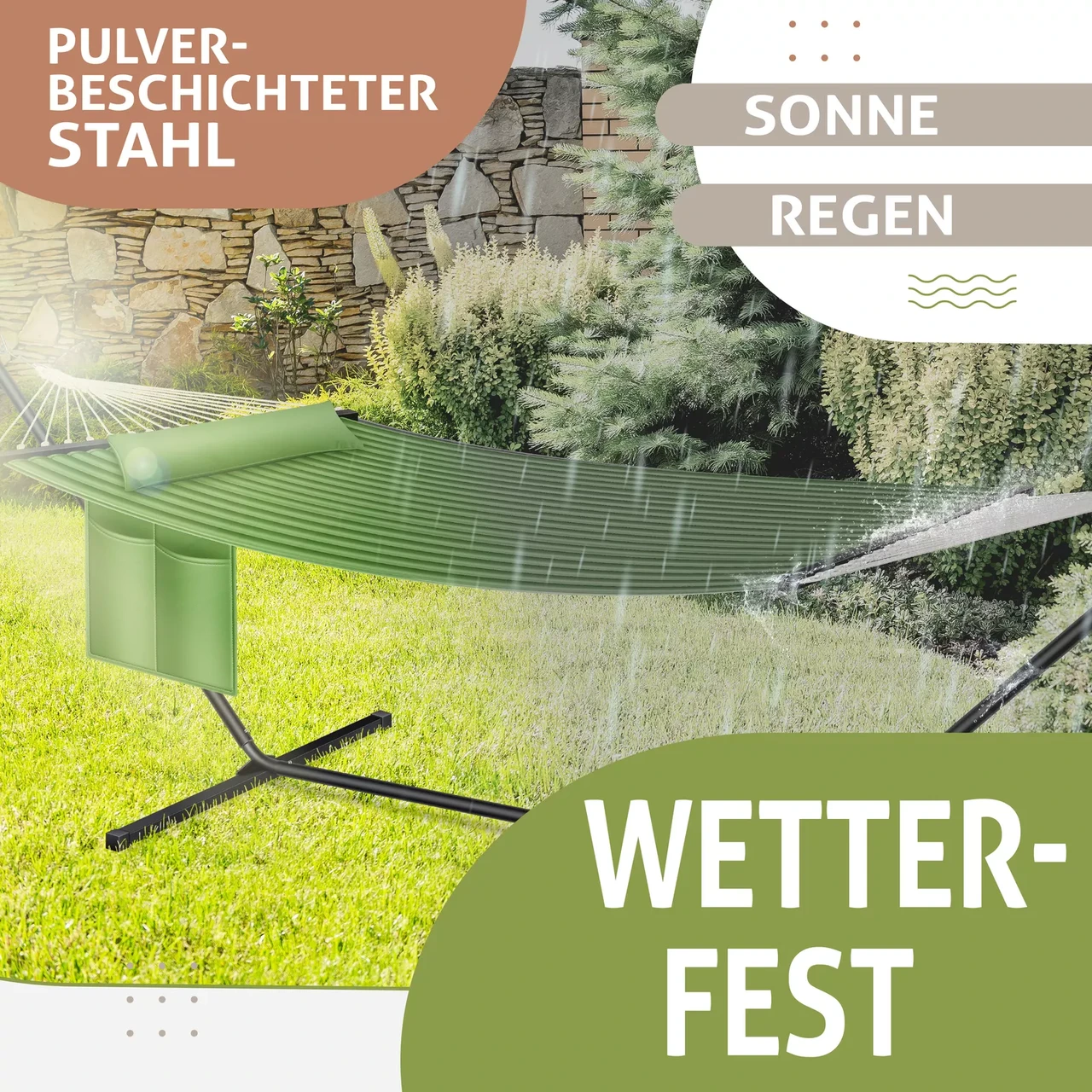 Гамак підвісний для саду та дачі KESSER 200 кг 360x120x115 см - фото 4