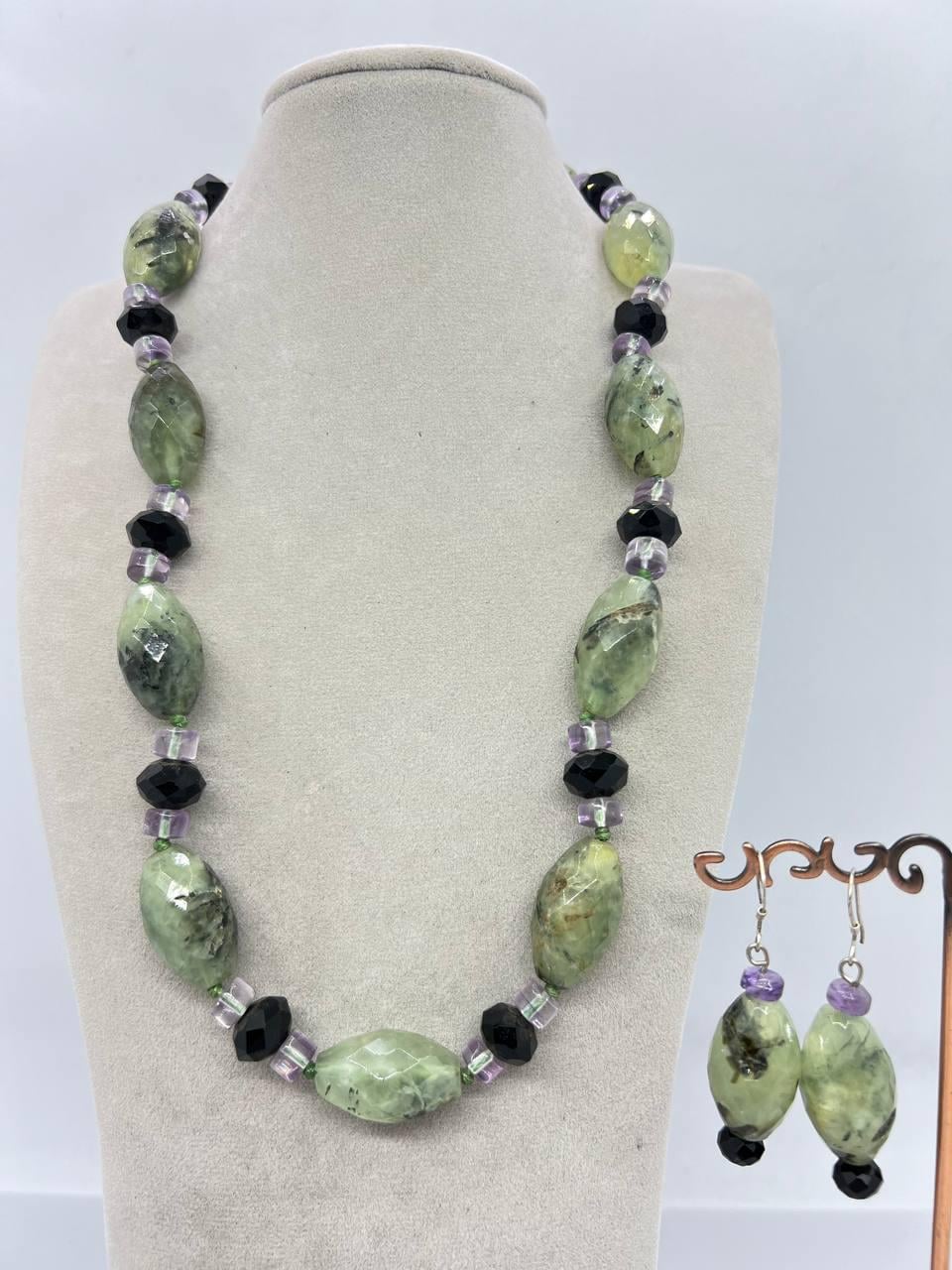 Комплект бусы и серьги пренит 48 см Разноцветный (11011)