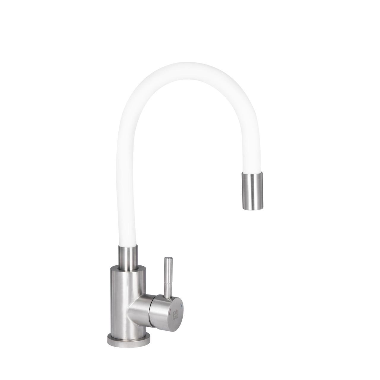 Змішувач для кухні Lidz Aria 015F3 з гнучким виливом k35 LDARI015F3WHI43362 White/Nickel (2553560558)